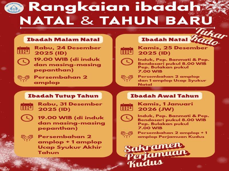 Rangkaian Ibadah Natal 2025 dan Tahun Baru 2026